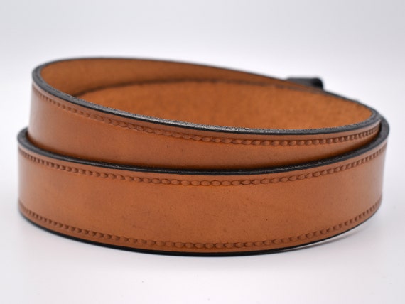 Vintage Genuine Leather Yellow Tan 1.25 Inch Belt… - image 3