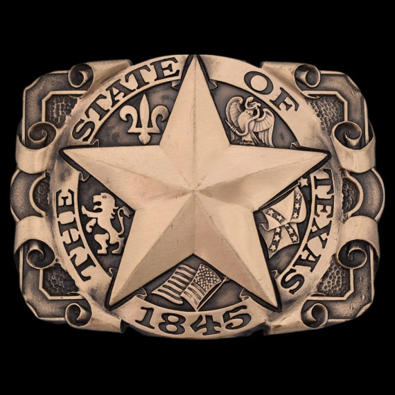 Solid Brass Texas Lone Star State Vintage Belt Buc