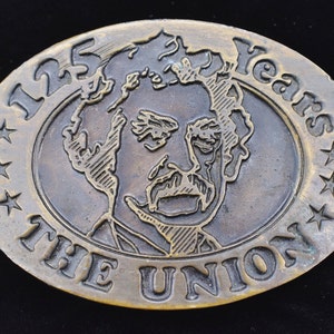 The Union American Civil War 125 Years Grant Clemens Twain Commemorative Vintage Belt Buckle