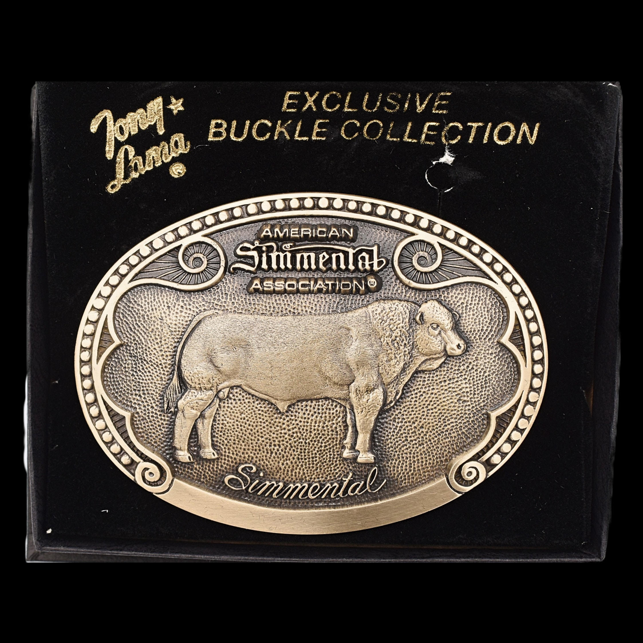 Boucle De Ceinture Tony Lama Série élevage - Limousin Taureau, Laiton Doré, 1ère édition