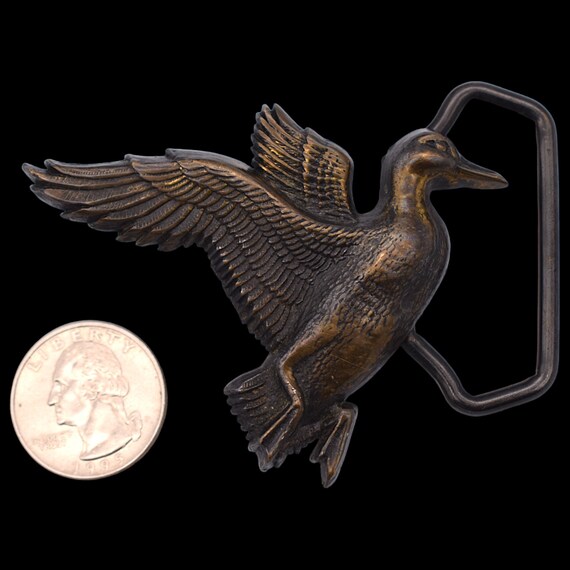 1970s Flying Mallard Duck Solid Brass Vintage Bel… - image 3