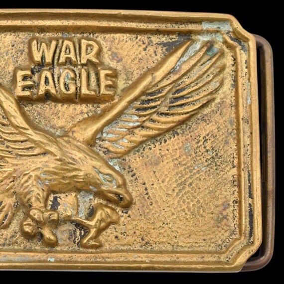 War Eagle US Army Solid Brass 1970s Vintage Belt Buckle View 3