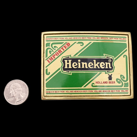 Heineken Beer Solid Brass 1970s Vintage Belt Buck… - image 3