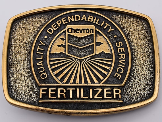 Solid Brass Chevron Fertilizer Agriculture Advertising Vintage Belt Buckle