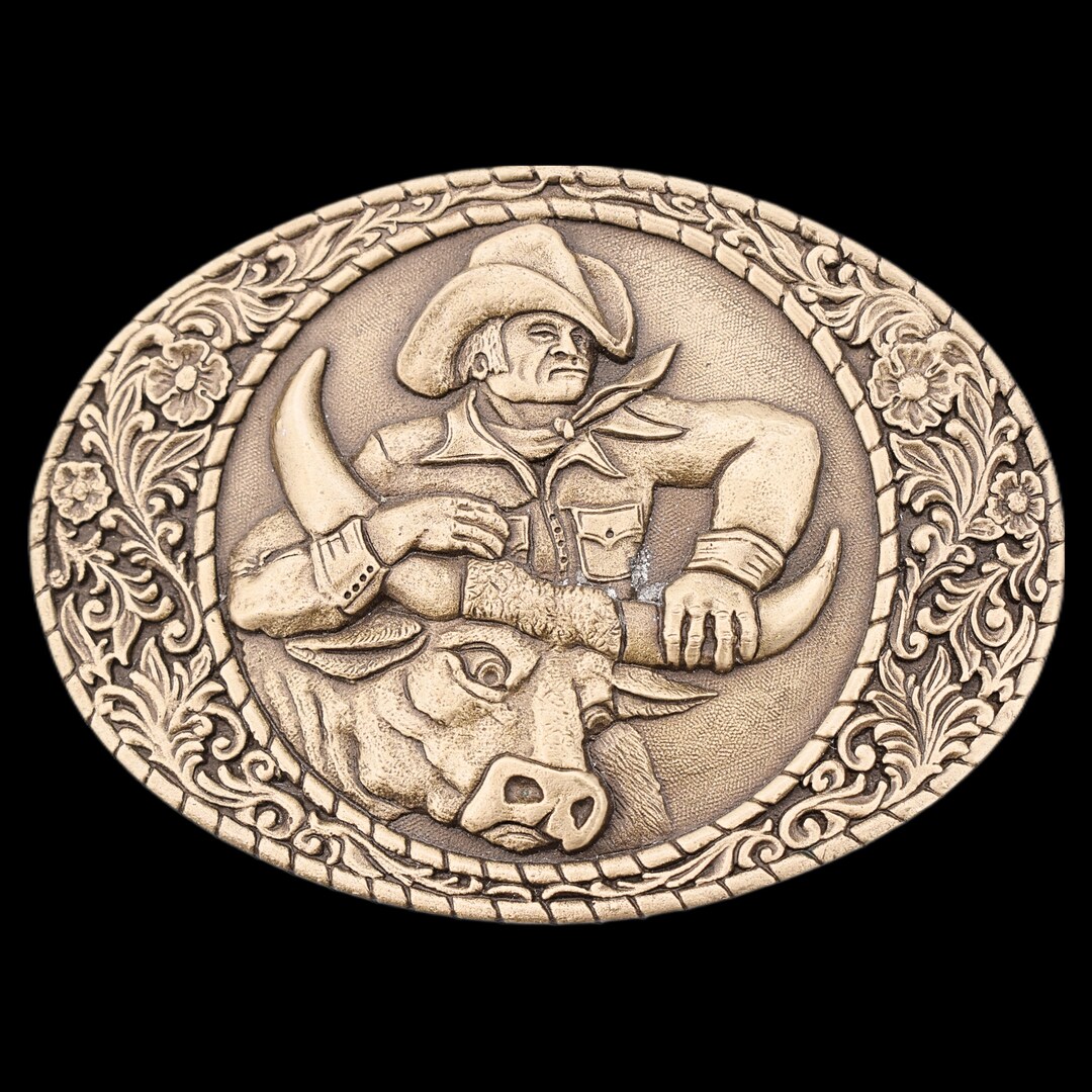 Solid Brass Bulldogging Cattle Cowboy Rodeo Vintage Belt Buckle - Etsy
