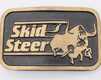 Solid Brass Skid-steer Vintage Belt Buckle