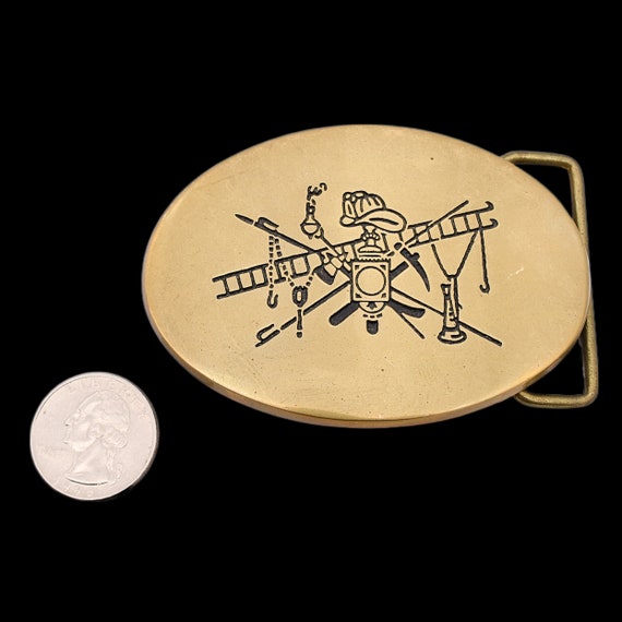 Fire Fighter Tools Emblem Solid Brass Vintage Bel… - image 3