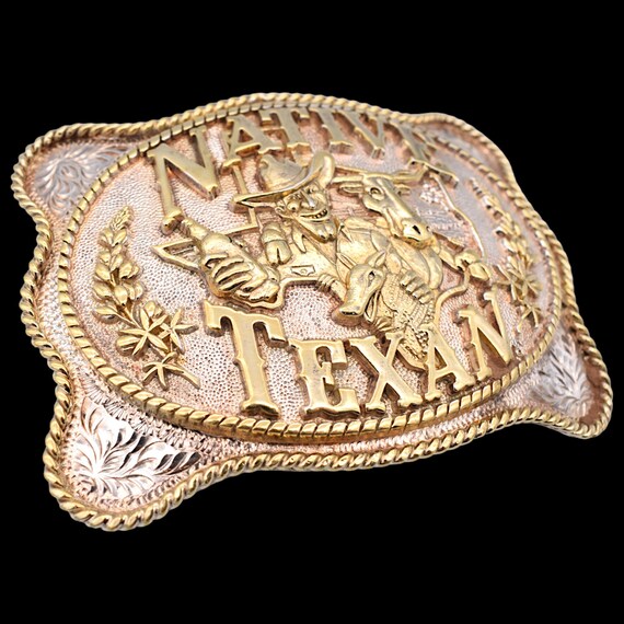 Native Texan Solid Brass Gold & Silver Plate Cowb… - image 5