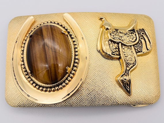 Country Western Stone Cabochon Vintage Belt Buckle - Etsy display picture 2