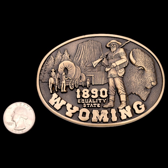 Solid Brass Wyoming The Equality State Vintage Be… - image 3