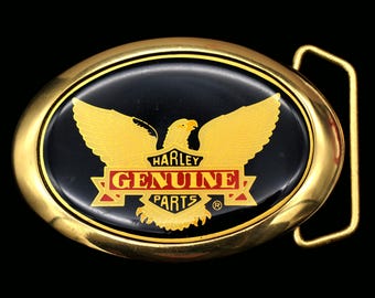 Solid Brass Harley Davidson Genuine Parts 1980s Vintage Belt Buckle