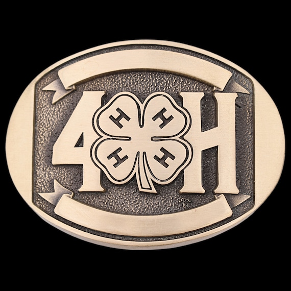 4H Solid Brass 1980s Vintage Belt Buckle