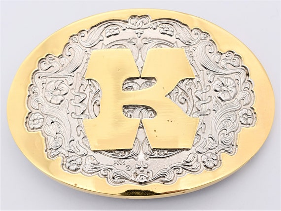 Letter K Initials Name Solid Brass Silver Plate G… - image 1