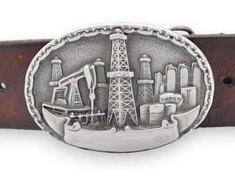 Vintage 1980 R&B German Silver Belt Buckle  Tool Pusher Oil Derrick Handcrafted Oil Rig Belt Buckle In Vintage Belt Buckles for sale | eBay main image 2