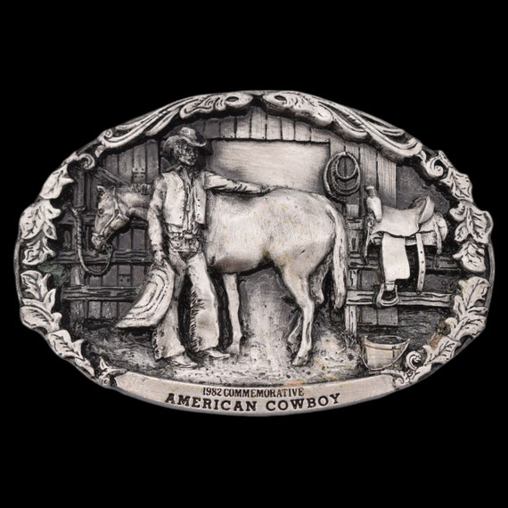American Cowboy Commemorative 1982 Vintage Belt B… - image 1