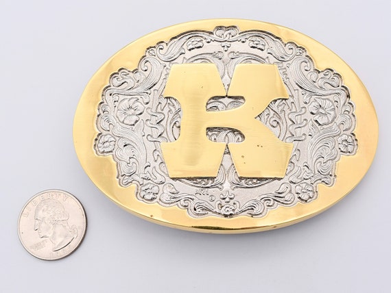 Letter K Initials Name Solid Brass Silver Plate G… - image 3