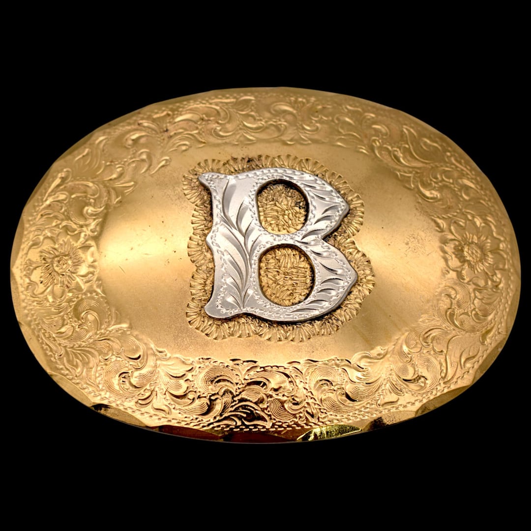 Letter B Name Initials Western Engraved Vintage Belt Buckle by Award ...