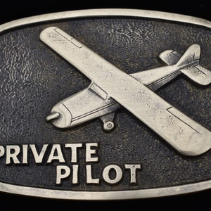 Private Pilot Solid Brass 1980s Vintage Belt Buckle