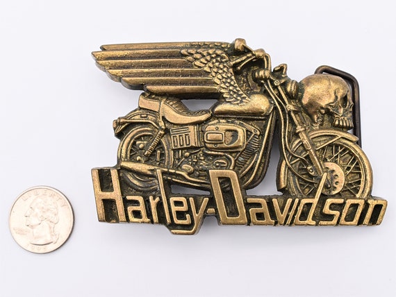 Harley Davidson Skull Headlight Biker Wings Solid… - image 3