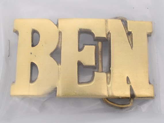 Ben Name Solid Brass Vintage Belt Buckle - image 1