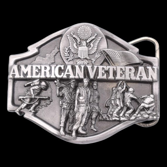 American Veteran Vintage Belt Buckle by Siskiyou Buckle Co [ca. 1980s]