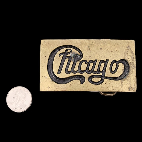 1980s Chicago Band Solid Brass Vintage Belt Buckle - image 3