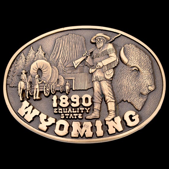 Solid Brass Wyoming The Equality State Vintage Be… - image 1