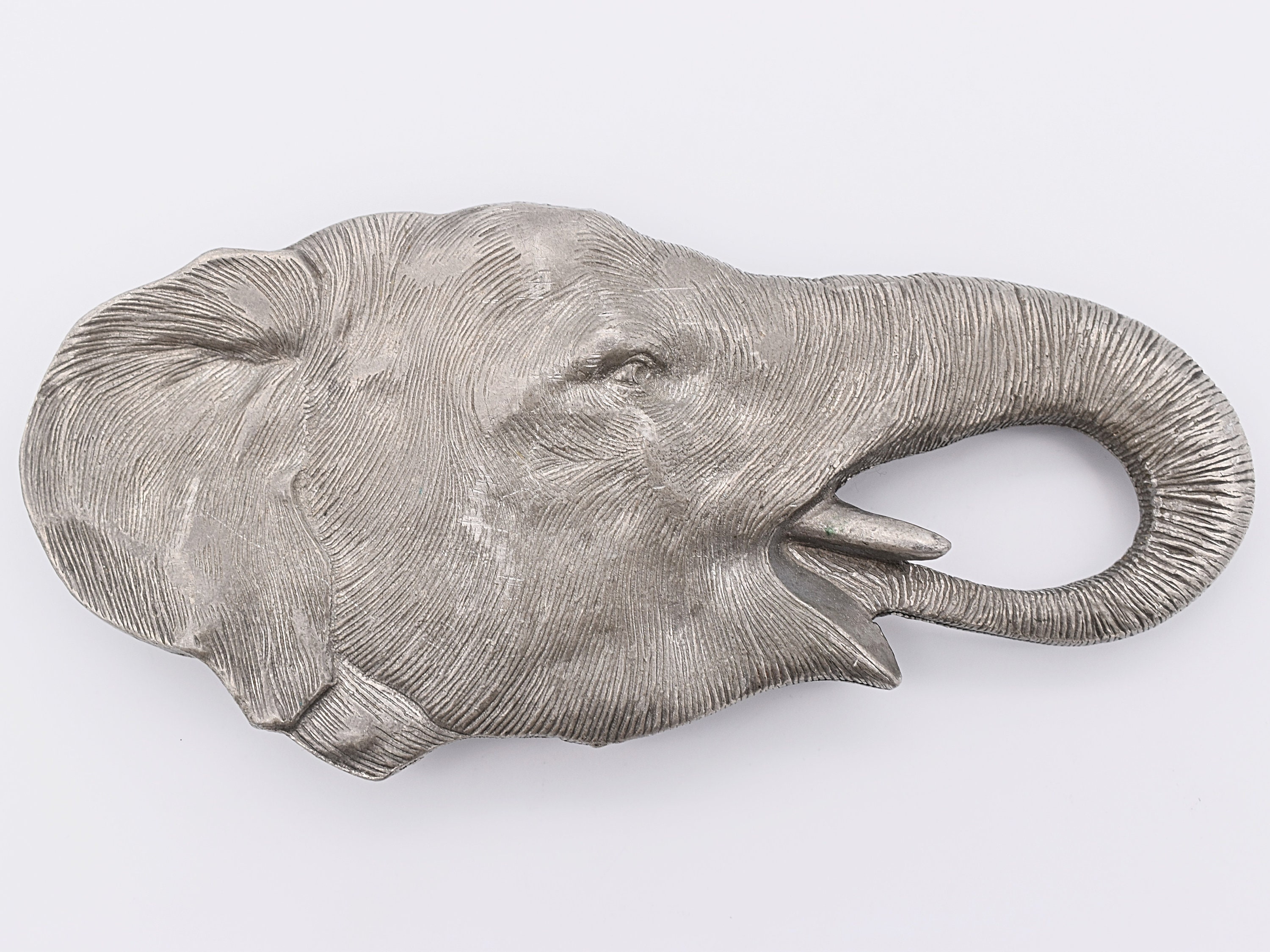 Signed Pewter Elephant Head  belt buckle Sandy Val The Elephant - maxlang main image 3