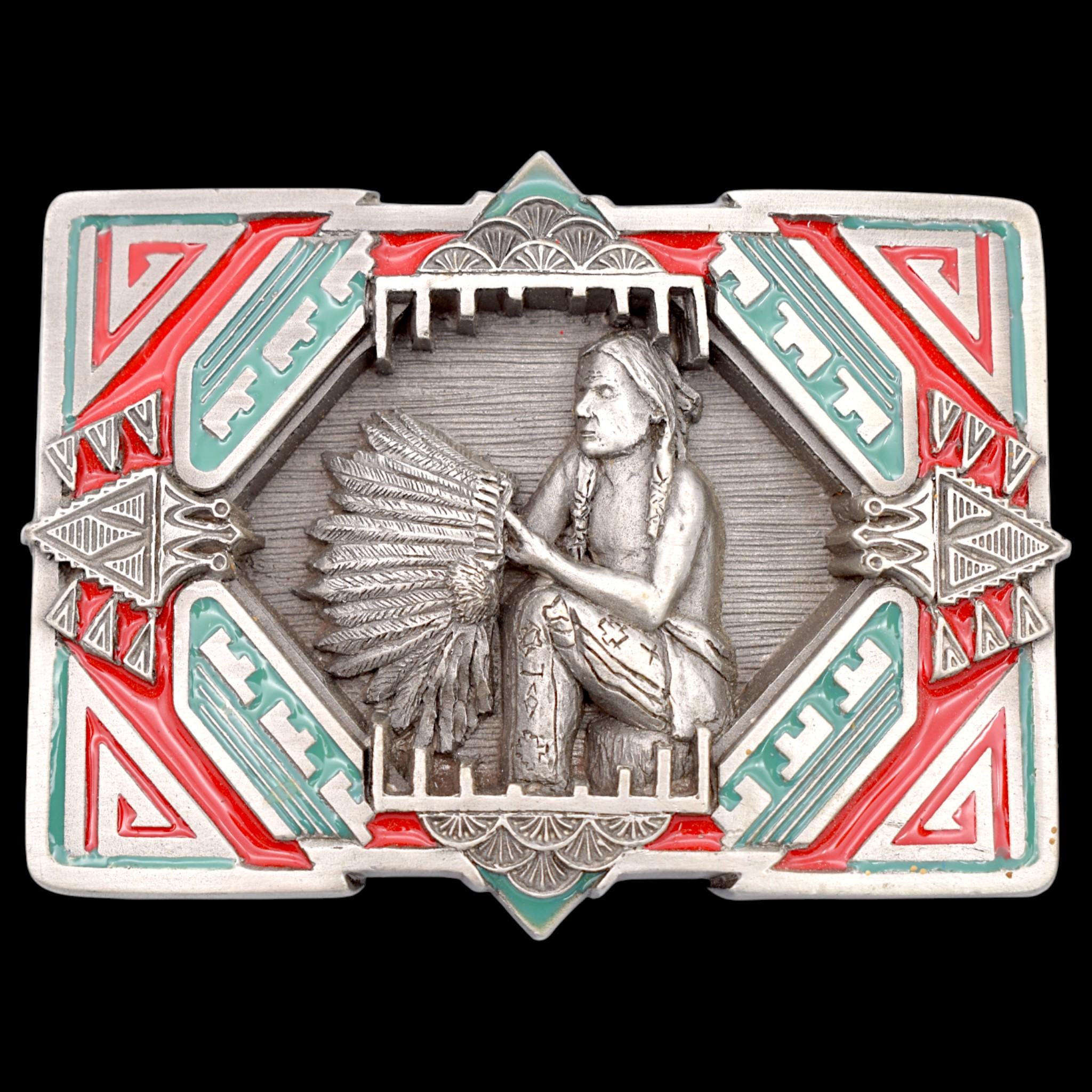 American USA Indian Feather Metal Alloy Belt Buckle – Men’s Or Ladies’