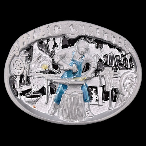Blacksmith Workshop Anvil Metal Forge Belt Buckle - image 1