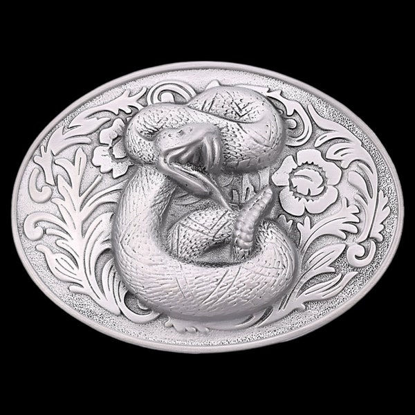 Rattlesnake Western Paisley Belt Buckle