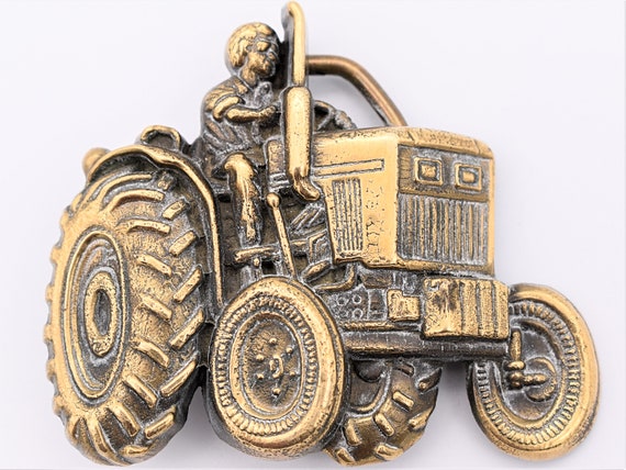 Solid Brass Tractor Farming Farmer Agriculture Ga… - image 1