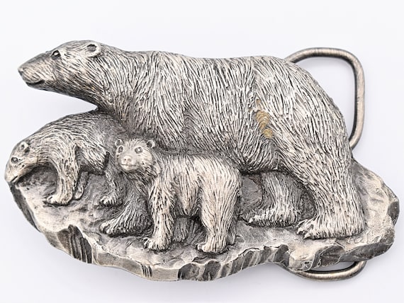 Polar Bears Iceberg Vintage Belt Buckle - image 1