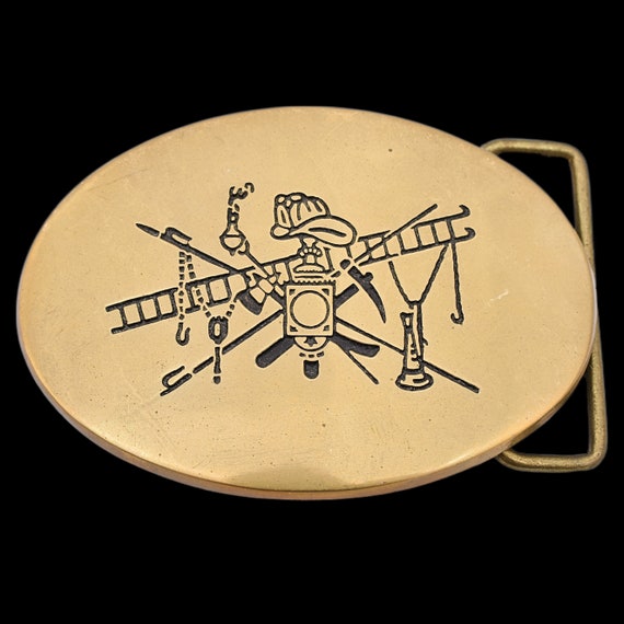 Fire Fighter Tools Emblem Solid Brass Vintage Bel… - image 1
