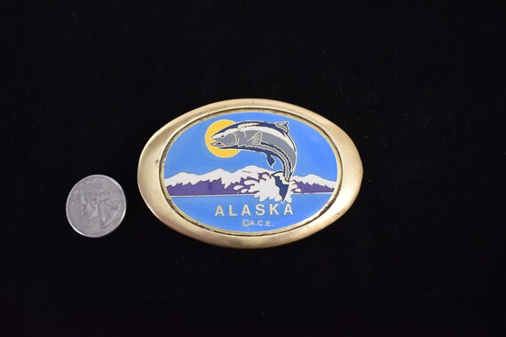 Alaska Salmon Midnight Sun 1980s Vintage Solid Br… - image 3