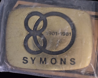 Symons Company Solid Brass Factory Sealed Packaging Vintage Belt Buckle 1980-1981