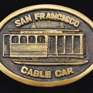 San Francisco Cable Car California Vintage 1970s Belt Buckle image 1