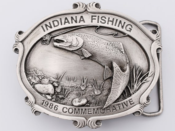 Indiana Fishing Commemorative Vintage Belt Buckle - Etsy display picture 2