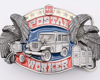 U.S. Postal Worker Service USPS Mail Mailman Delivery Truck Vintage Belt Buckle