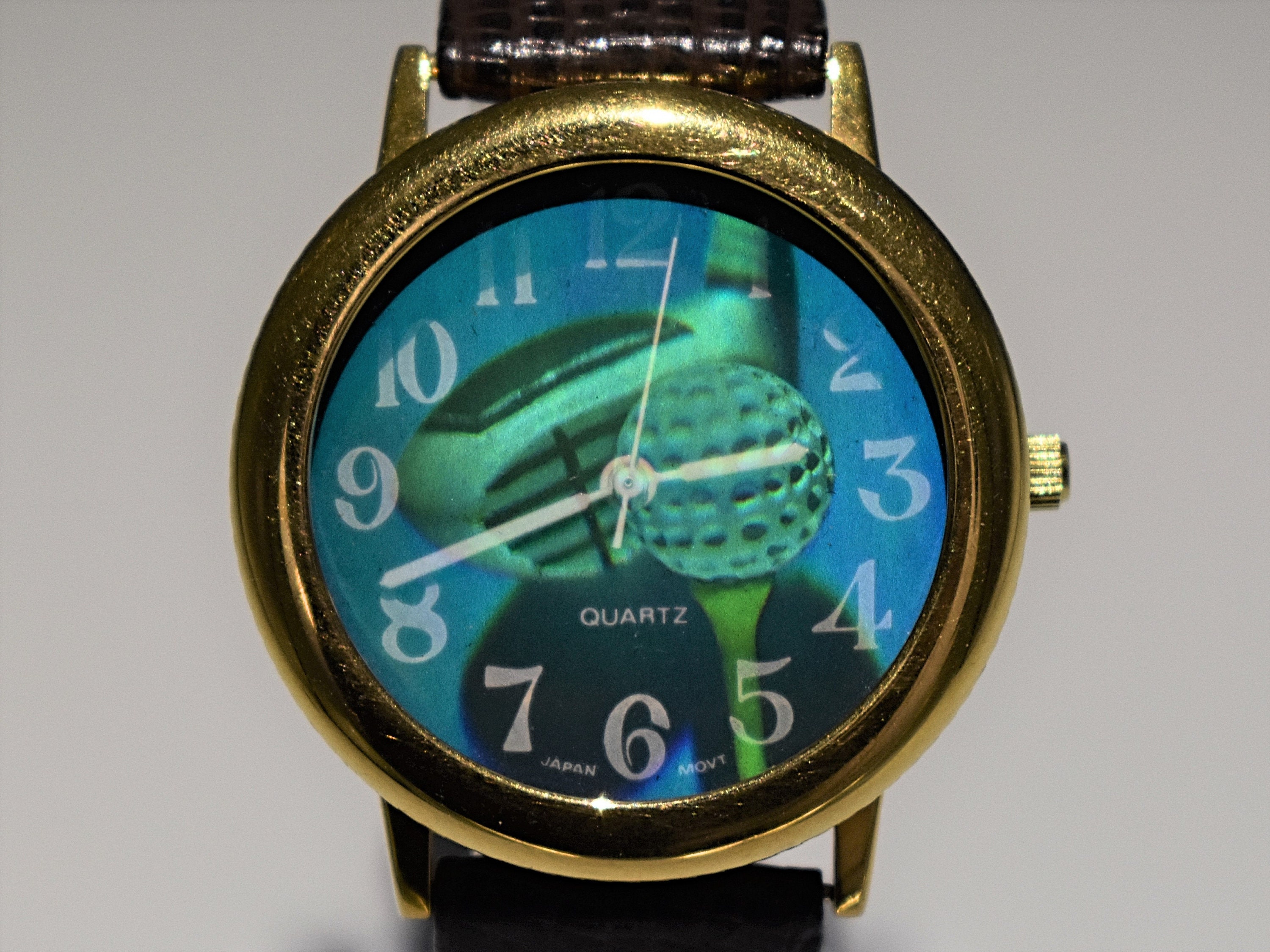 Series hologram top black leather watch