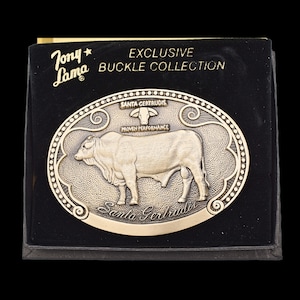 Santa Gertrudis Cattle Breed Tony Lama Solid Brass Vintage Belt Buckle W/Box