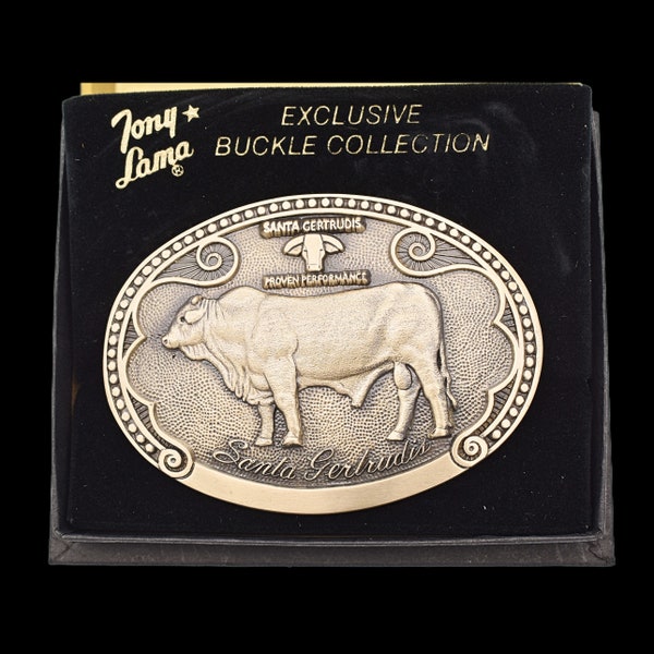 Santa Gertrudis Cattle Breed Tony Lama Solid Brass Vintage Belt Buckle W/Box