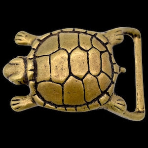 Vintage 1970s Brass Turtle Belt Buckle with (USA) | eBay Vintage Handmade Belt Brass Turtle Buckle 32” main image 2