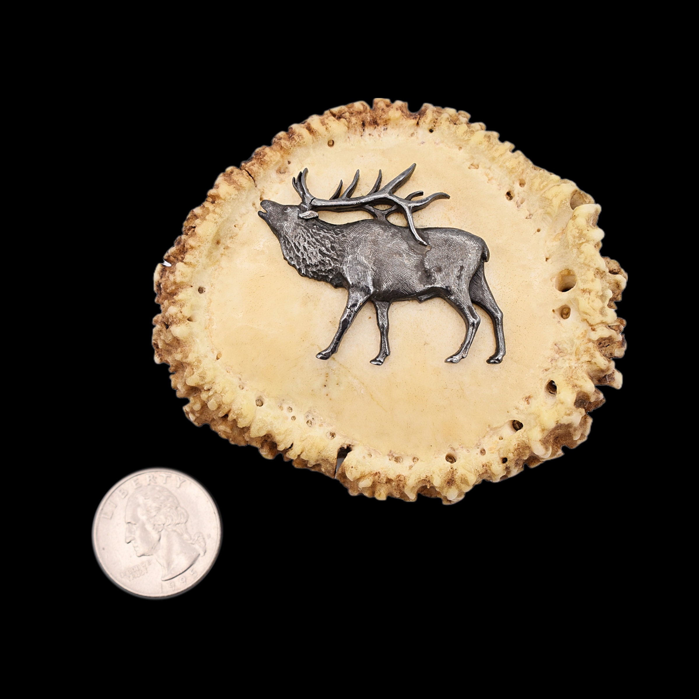 Elk Antler Burr Rosette Crown Pewter Figurine Vintage Belt Buckle Etsy Canada