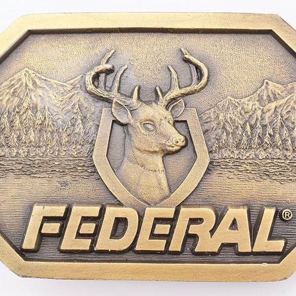 Federal Ammunition Deer Buck Hunter Vintage Belt Buckle