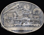 Machinist Workshop Metal Lathe Calipers Vice Tools Bench Solid Brass Vintage Belt Buckle - Original Package Shrink Wrapping