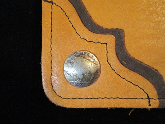 Vintage Buffalo Trading Co. Buffalo Hide Leather Checkbook Wallet View 2
