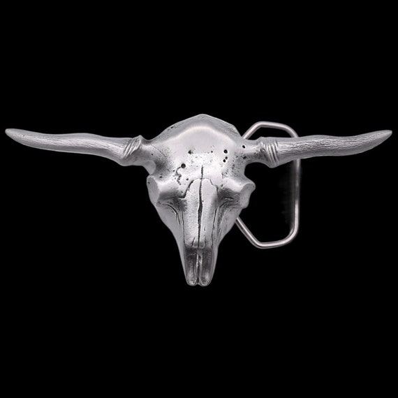 Longhorn Bull Skull 3D Belt Buckle
