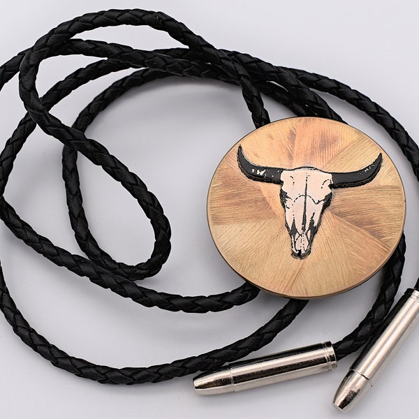 Western Bull Skull Don Applegate Design Steel Bolo Neck Tie