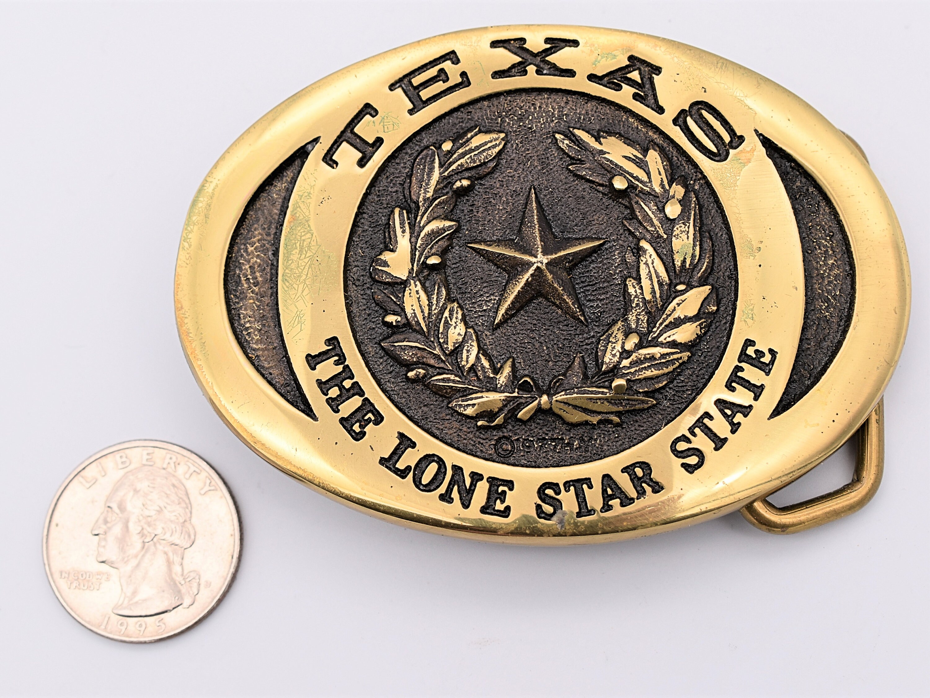 Texas Solid Brass Lone Star State Vintage Belt Buckle Heritage